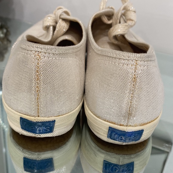 Keds Canvas Crosshatch Snicker in Cream Pearl Silver Sparkle size 10 - Picture 9 of 16